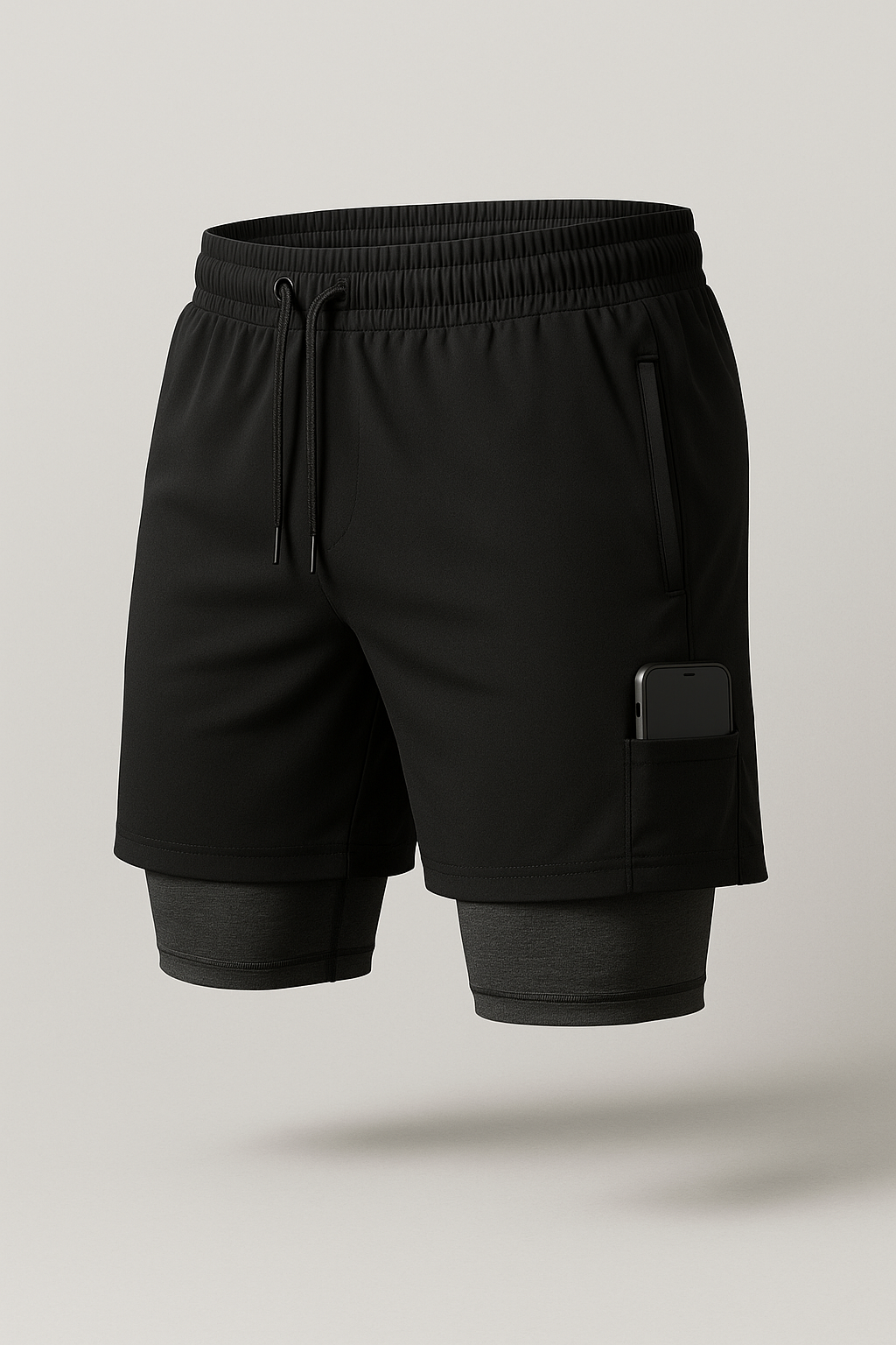 Short de Compressão Masculino Esportivo 2 em 1 – Com Bolso Embutido e Proteção UV