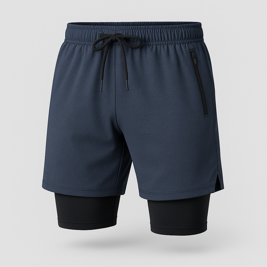 Short de Compressão Masculino Esportivo 2 em 1 – Com Bolso Embutido e Proteção UV